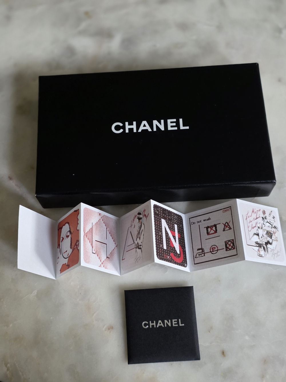 Authentic Chanel Long Wallet Gift Box W/ Dustcover & Care Cards